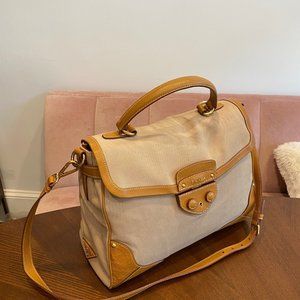 Prada Canvas and Leather Sound Lock Shoulder Bag in Really 